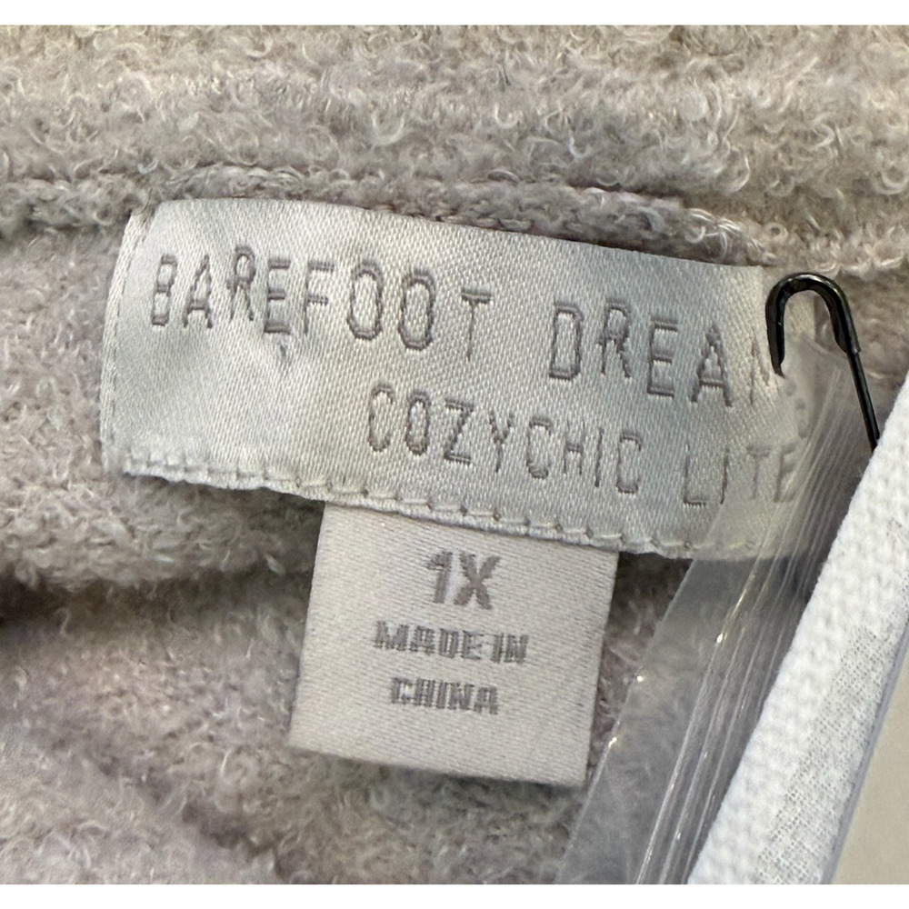 NWT BAREFOOT DREAMS FOG GRAY COZYCHIC LITE HALF ZIP ROLLED EDGE TUNIC SWEATER 1X - Picture 8 of 11